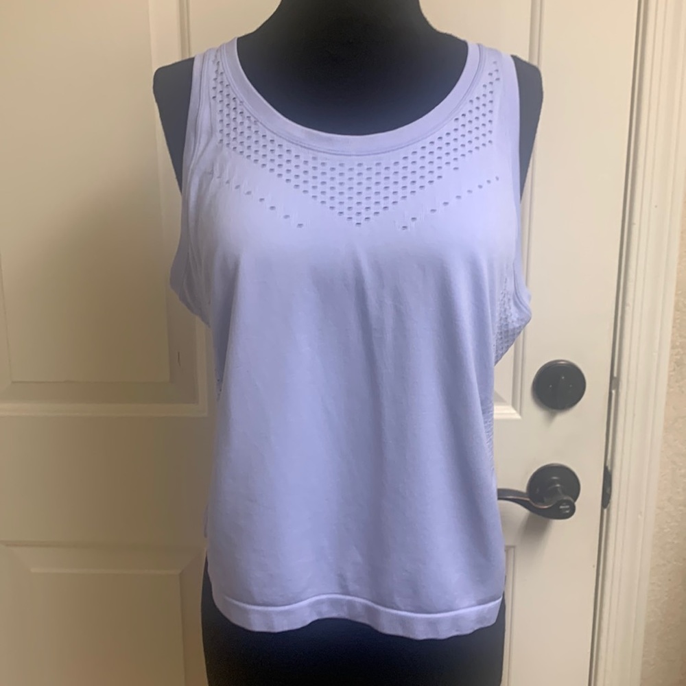 Ebb & Flow XL Crop Top Workout Top, Light Purple, 100% Nylon, Pit to Pit 20 1/2”